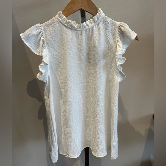 mittoshop Tops - NWT Mittoshop Women’s Ruffle Detail Blouse Sleeveless White Size Small